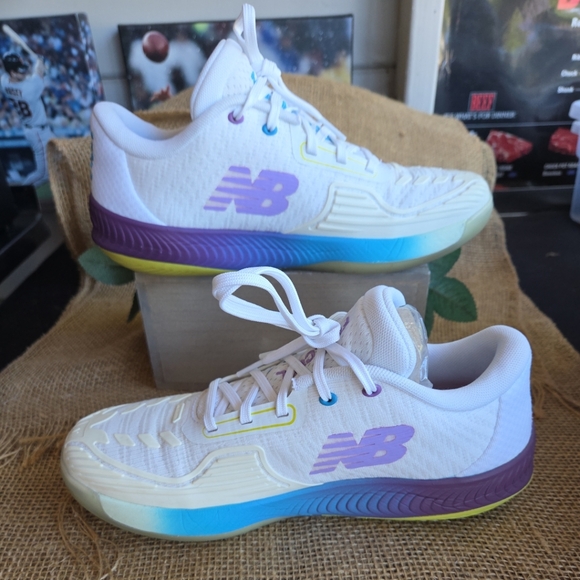 SOLD.     New Balance White and Multicolor Sneakers - Picture 2 of 9